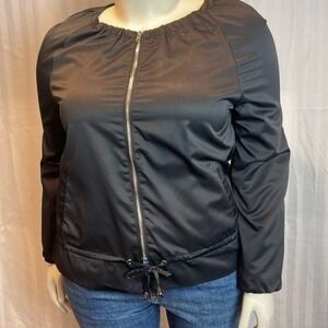 Meaneor Black‎ lightweight Water Resistant Zip Front Jacket Size XL